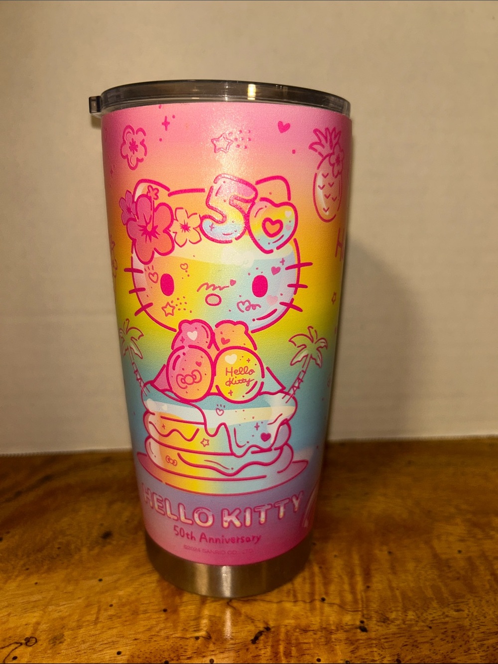 HELLO KITTY HAWAII 2024 50th Anniversary Aluminum Tumbler with Lid